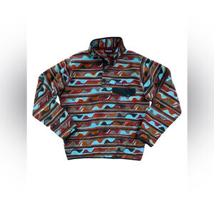 Patagonia Size Small Waves Print Synchilla Snap-T® Fleece Pullover Jacket